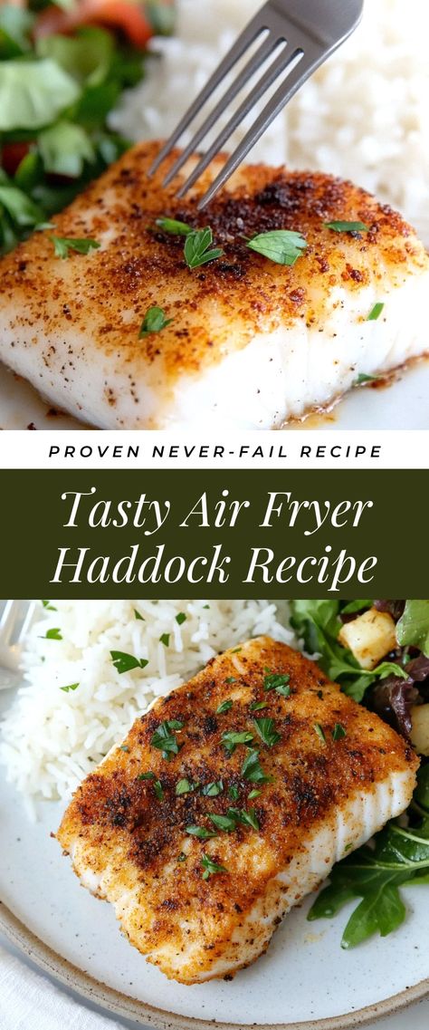 Image for Tasty Air Fryer Haddock Recipe Healthy Baked Haddock Recipes, Keto Haddock Recipes, Air Fryer Flounder Recipes, Airfryer Fish Recipe, Haddock Recipes Baked, Haddock Fish Recipes, Air Fryer Haddock, Fish Recipes Air Fryer, Broiled Haddock