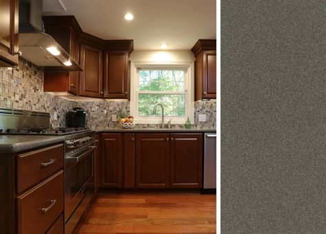 How to Pair Countertop Colors with Dark Cabinets Elegant Kitchen Backsplash, Kitchen Backsplash Decor, Best Kitchen Backsplash, Dark Kitchen Countertops, Backsplash Decor, Countertop Colors, Kitchen Design Images, Dark Brown Cabinets, Brown Kitchen Cabinets