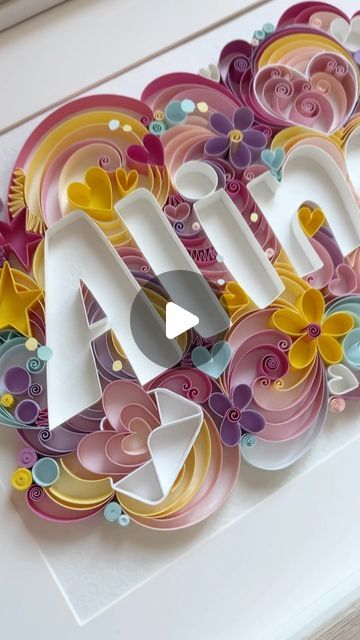 Quilling By Svetlana Danilova on Instagram: "New experience with quilled design and paper swirls 🌀 Quilling name decor 🌀  #quilling#name#kidsroom#girlsroom#kidsdecor" Name Paper Design, Paper Curling Art, Name Quilling Art, Quiling Paper Art Ideas, Diy Name Decor, Quilling Art For Beginners, Paper Quilling Designs Creative, Name Design Art Ideas, Name Quilling