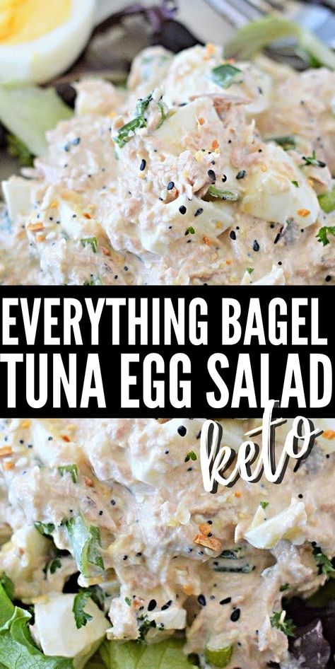 Keto Everything But the Bagel Tuna Egg Salad #ketoeverythingbageltunaeggsalad #everythingbutthebageltunaegsalad Keto Everything Bagel, Keto Everything, Keto Tuna Salad, Tuna Egg Salad, Salad Keto, Tuna And Egg, Everything But The Bagel, Egg Salad Recipe, Low Carb Lunch