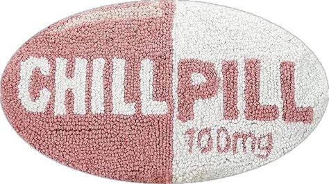 Chill Pill Pillow, Pill Pillow, Preppy Dorm Room Decor, Hook Pillow, Hooked Pillow, Pillow Pink, Chill Pill, Preppy Room Decor, Pink Cushions