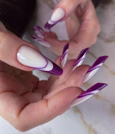 Almond Gel Nails, Long Gel Nails, French Interior Design, Corporate Chic, Drawing Quotes, Glam Nails, Manicures Designs, Luxury Nails, Purple Nails