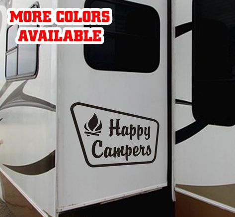 Happy Campers National Forest RV Door or Slide Vinyl Sticker Decal is a one x1 color diecut vinyl decal. ** ACTUAL COLOR MAY VERY SLIGHTLY FROM COLOR ON SCREEN **Check out the complete installation video on youtube: https://youtu.be/Jbvs81ovDgwOverall Dimensions of the decal are:14"x21"If you would like the decal in a Camper Graphics, Camper Quotes, Forest Camping, Rv Door, Forest Camp, Trailer Camper, Door Decals, 5th Wheels, Rv Camper