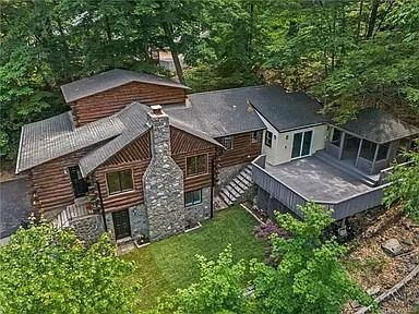 11 Woods Road, Greenwood Lake, NY 10925 | MLS #H6280773 | Zillow Log Properties, Knotty Pine Walls, Greenwood Lake, Wooden Beams, Cathedral Ceiling, Real Stone, Vaulted Ceiling, Stone Fireplace, Finishing Basement