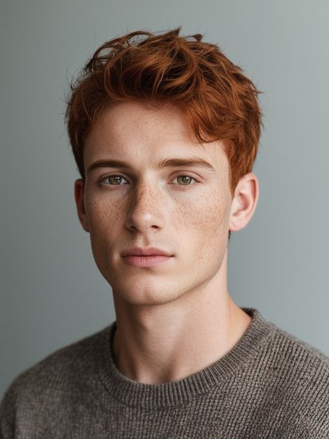 Ai art, red-haired guy, brown eyes, freckles Brown Eyes Freckles, Red Hair Brown Eyes, People With Red Hair, Ginger Hair Men, Brown Eye Boys, Red Hair Men, Brown Hair Men, Redhead Men, Ginger Boy