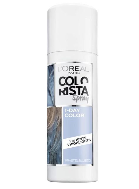 L'Oréal Paris Colorista 1-Day Temporary Hair Color Spray, Pastel Blue Best Temporary Hair Color, Natural White Hair, Temporary Hair Color Spray, Hair Color Spray, Temporary Hair Dye, Hair Color Options, The Queen's Gambit, Temporary Hair Color, Color Spray