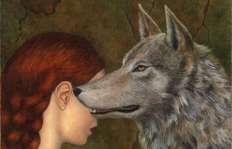 Art Inspired by the Great Angela Carter | Literary Hub Angela Carter, She Wolf, Sansa Stark, A Wolf, Arte Fantasy, Little Red Riding Hood, A Song Of Ice And Fire, Winter Is Coming, Red Riding Hood