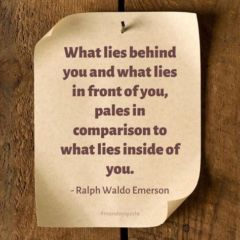 𝗪𝗵𝗮𝘁 𝗹𝗶𝗲𝘀 𝗯𝗲𝗵𝗶𝗻𝗱 𝘆𝗼𝘂 𝗮𝗻𝗱 𝘄𝗵𝗮𝘁 𝗹𝗶𝗲𝘀 𝗶𝗻 𝗳𝗿𝗼𝗻𝘁 𝗼𝗳 𝘆𝗼𝘂, 𝗽𝗮𝗹𝗲𝘀 𝗶𝗻 𝗰𝗼𝗺𝗽𝗮𝗿𝗶𝘀𝗼𝗻 𝘁𝗼 𝘄𝗵𝗮𝘁 𝗹𝗶𝗲𝘀 𝗶𝗻𝘀𝗶𝗱𝗲 𝗼𝗳 𝘆𝗼𝘂. - Ralph Waldo Emerson,  

#MondayMotivation #Quote #QFLP Waldo Emerson Quotes, Law Practice, Ralph Waldo Emerson Quotes, Emerson Quotes, True Quotes About Life, Monday Quotes, Family Law, Ralph Waldo Emerson, True Life