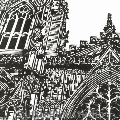 "York Minster West Window" Linocut by Gary & Heather in York. Printmaking Aesthetic, Printmaking Techniques, Woodcut Tattoo, Lino Block, Relief Printmaking, Art Alevel, Lino Printing, Lino Art, York Minster