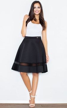 Skirt Black Midi Rock Outfit, Black Flare Skirt, Flared Skater Skirt, Scuba Skirt, Skirt Ideas, Sleek Chic, Midi Skirt Outfit, Fabric Skirt, Scuba Fabric