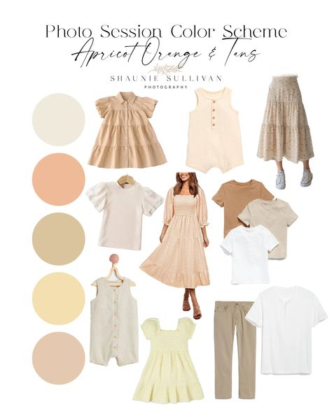 Peach Family Photos, Family Pictures Peach Color Schemes, Mom Family Picture Outfit, Yellow Family Photo Outfits, Yellow Family Pictures, Color Scheme For Family Pictures, Family Photo Color Palette, Summer Family Picture Outfits, Photo Color Palette