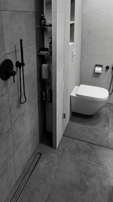 Gray Toilet Design, Wc Design Ideas, Gray Toilet, Hotel Design Architecture, Bathroom Design Styles, Wc Design, Small Bathroom Interior, Bathroom Shower Design, Barn Style House Plans