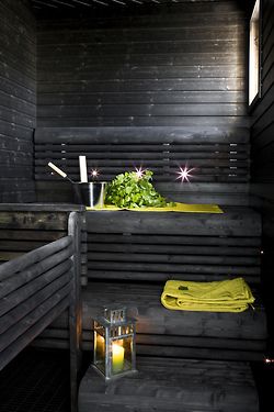 | P | Black Sauna  #sauna Sauna Steam Room, Indoor Sauna, Finnish Sauna, Sauna Design, Outdoor Sauna, Spa Design, Summer Cottage, Bathroom Spa, Home Spa