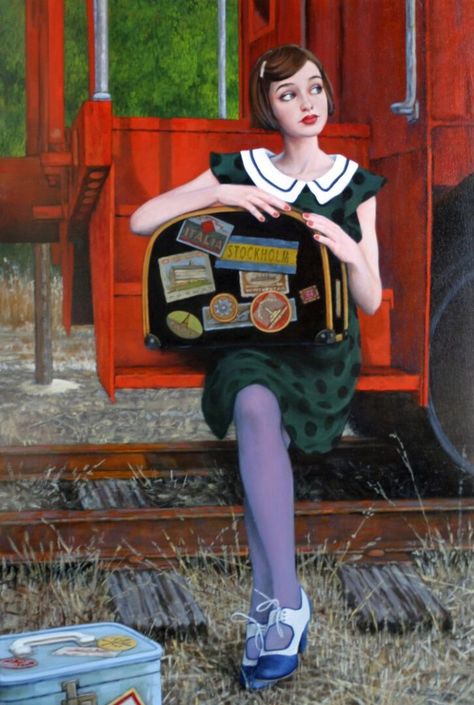 Painting Collection - Fred Calleri Fred Calleri, Girl Illustration Art, Paul Jackson, Sculpture Textile, Travel Girl, Girl Illustration, Naive Art, Whimsical Art, College Art