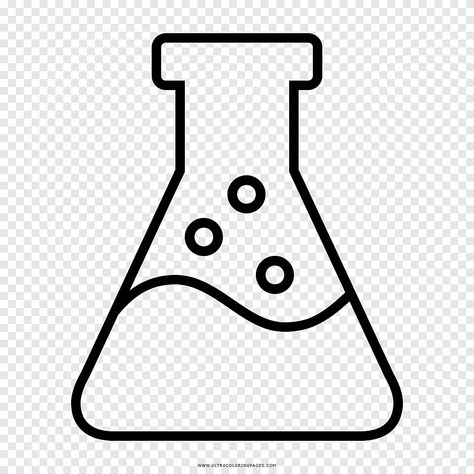 Flask Drawing, Flask Chemistry, Flask Science, Chemistry Drawing, Molecular Geometry, Science Cartoons, Element Chemistry, Erlenmeyer Flask, Science Stickers