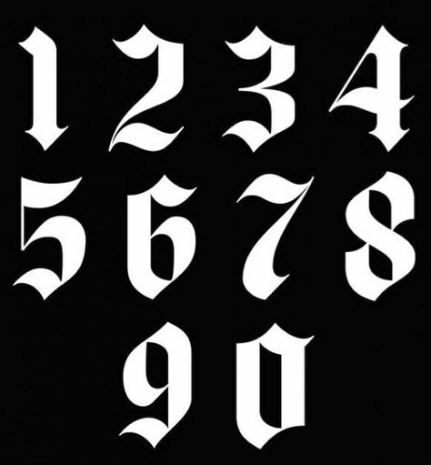 Old School Numbers Font, Throw Up Graffiti Numbers, Graffiti Numbers Tattoo, Y2k Numbers Font, Tattoo Fonts Graffiti, Y2k Numbers, Chicano Number Fonts, Old School Numbers, Gothic Number Tattoo