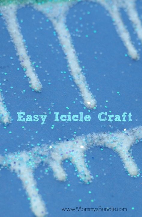 This easy icicle craft is perfect for teaching toddlers about winter. Just grab some glitter and glue to make this winter art piece. Icicle Crafts, Ice Crafts, Winter Activities For Toddlers, Winter Lesson Plan, Winter Crafts Preschool, Weather Crafts, January Crafts, Activity For Toddlers, Winter Art Projects