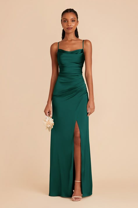 Cowl Neck Bridesmaid Dress, Emerald Bridesmaid Dress, Emerald Bridesmaid, Modern Mermaid, Prom Dress Inspo, Emerald Bridesmaid Dresses, Emerald Dresses, Birdy Grey, Emerald Green Dresses