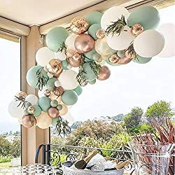 Baby Shower Verde, Bachelorette Party Balloon, Green Bridal Showers, Bridal Shower Balloons, Gold Confetti Balloons, Green Baby Shower, Rose Gold Confetti, Rose Gold Balloons, Garland Arch