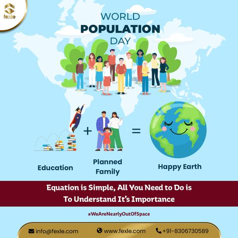 World Population Day is the perfect occasion to raise awareness about the ever-changing and urge people to put an end to this rampant population explosion. A controlled population & planned family is the way to protect tomorrow! #WorldPopulationDay #PopulationDay #FEXLE Population Explosion, World Population Day, Population Day, The Importance Of Family, World Population, Water Cycle, Healthcare Quality, Happy Earth, Family Planning