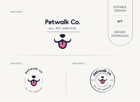 Dog Services Logo, Pet Salon Logo, Dog Logo Illustration, Dog Grooming Logo, Pets Logo, Dog Business Logo, Pet Logo Branding, Dog Logos Ideas, Pet Sitting Logo