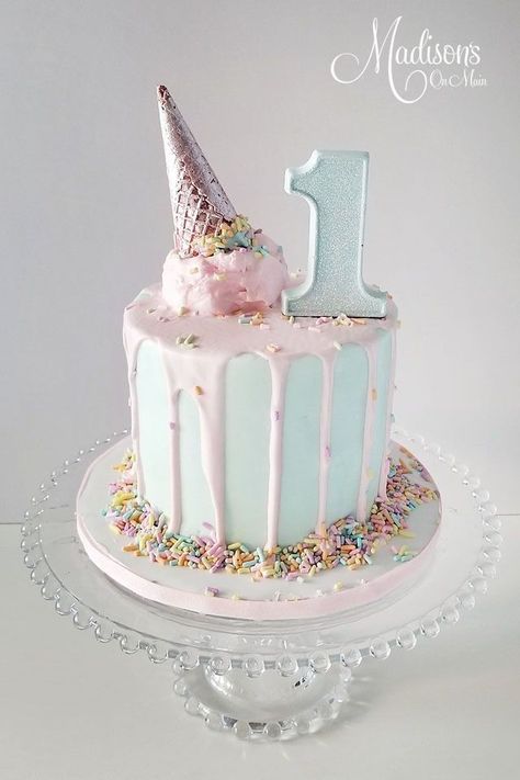 Ice Cream Themed Smash Cake, Sweet One Smash Cake, Sweet One First Birthday Cake, Sweet One Birthday Cake, Two Sweet Birthday Cake, Ice Cream Theme Cake, Ice Cream Drip Cake, Sweet One Cake, Ice Cream Birthday Party Theme