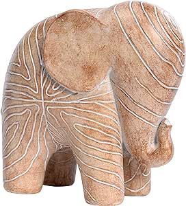 Kakizzy Elephant Statue Decor, African Animal Sculpture for Home Decor Office Shelf Decoration, Cute Resin Imitation Wood Color Elephant Figurines Bookshelf Decor Gift for Family Friends (1 Pack, Big)