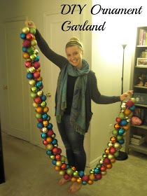 Upside Down Grace: DIY Holiday Ornament Garland Ornament Garland, Holiday Ornament, Noel Christmas, Christmas Stuff, Holiday Decorating, Holiday Diy, Decoration Christmas, Christmas Deco, Diy Holiday