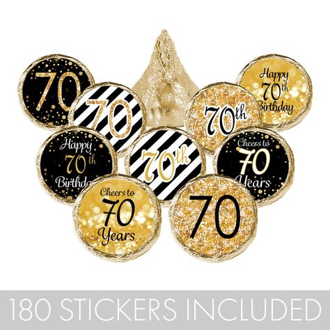 Kisses Candy, Hershey's Kisses, Candy Stickers, Favor Labels, 60th Birthday, Party Favor, Black And Gold, Birthday Decorations, Party Favors