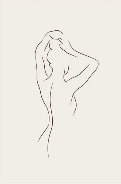 Female Outline Art, Women Shillouette, Feminine Body Outline Tattoo, Body Outline Drawing Aesthetic, Simple Line Art Aesthetic, Female Outline Drawing, Line Art Drawings Woman, Body Outline Painting, Female Outline Tattoo