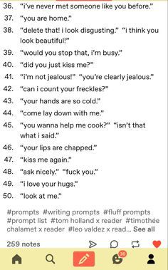 Argument Prompts Writing, Grumpy Dialogue Prompts, Flufftober Prompts, Oneshot Prompts Fluff, Fanfiction Prompts Fluff, Smüt Dialogue Prompts, Fluff Ideas Writing, Cai Prompts, Cuddling Prompts