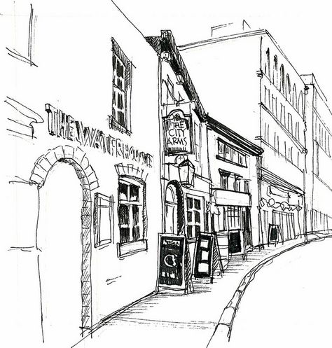 4 Pubs manchester | Flickr - Photo Sharing! Manchester Street, Cityscape Drawing, Building Sketch, Architecture Sketchbook, Building Drawing, Building Illustration, Detailed Coloring Pages, City Drawing, Sketchbook Drawings