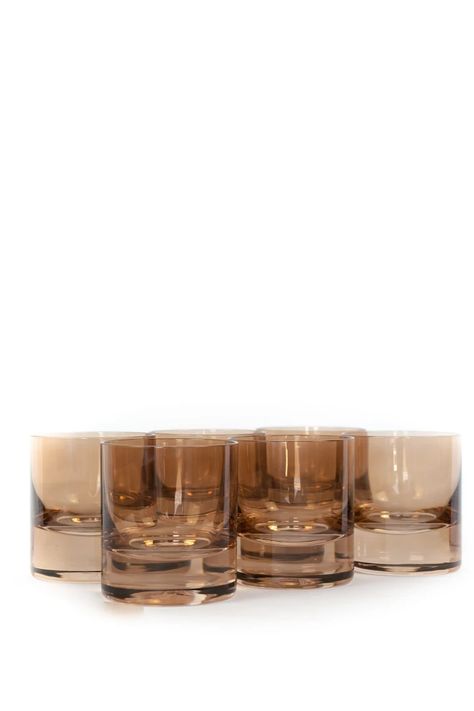 Estelle Colored Rocks Glass - Set of 6 {Amber Smoke} – Estelle Colored Glass Colored Rocks, Glass Rocks, Rocks Glasses, Coffee Candle, Glass Cakes, Dream House Decor, Stemware, Glass Set, Glass Collection