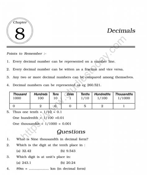 CBSE Class 6 Mental Maths Decimals Worksheet Physics Wallah, Math Fractions Worksheets, Math Integers, Class 6 Maths, Mental Maths, Integers Worksheet, Math Decimals, 6th Grade Math, Decimals Worksheets