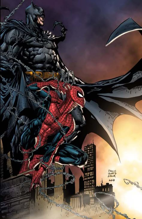 BATMAN AND SPIDERMAN by arfel1989 Batman Vs Spiderman, Batman And Spiderman, Dc Comics Vs Marvel, Spiderman Images, Marvel And Dc Crossover, David Finch, Batman Spiderman, Batman Artwork, David Fincher