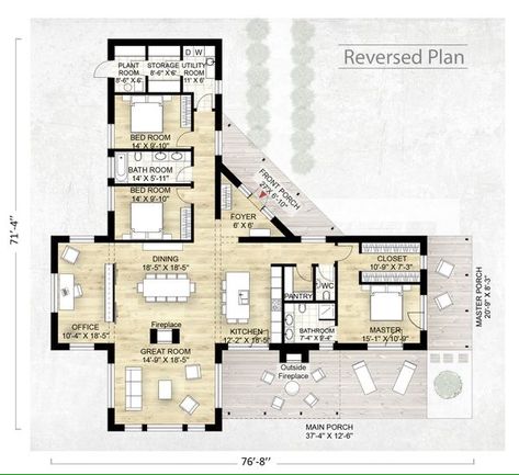 L Shaped Tiny House, L Shape House, L Shaped House Plans, Shape House, L Shaped House, 2 Bedroom House Plans, Garage House Plans, Home Design Floor Plans, Barndominium Floor Plans