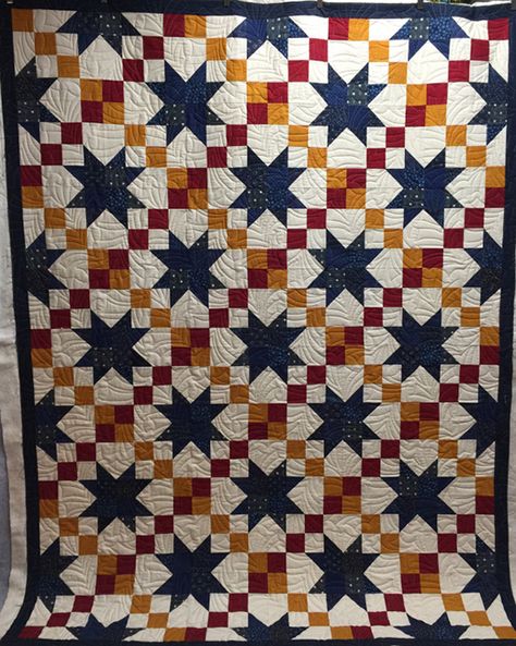 Kathy's Road to Oklahoma Quilt Road To Oklahoma Quilt, Four Patch Quilts, Americana Quilts, Valor Quilts, Quilt Stars, Patriotic Projects, Flag Quilt, Quilts Of Valor, Four Patch