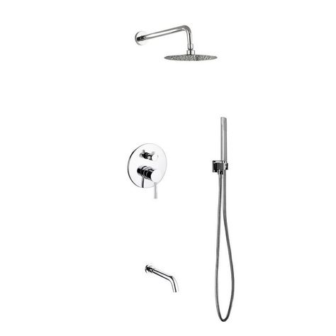 Bustillos Diverter Complete Shower System with 8 Inch Rain Shower, Handheld and Tub Filler - Includes Rough-In Valve Tub To Shower Remodel, Shower Remodel Diy, Small Shower Remodel, Rain Head, Small Showers, Round Handle, Corner Shower, Tub Filler, Rain Shower Head