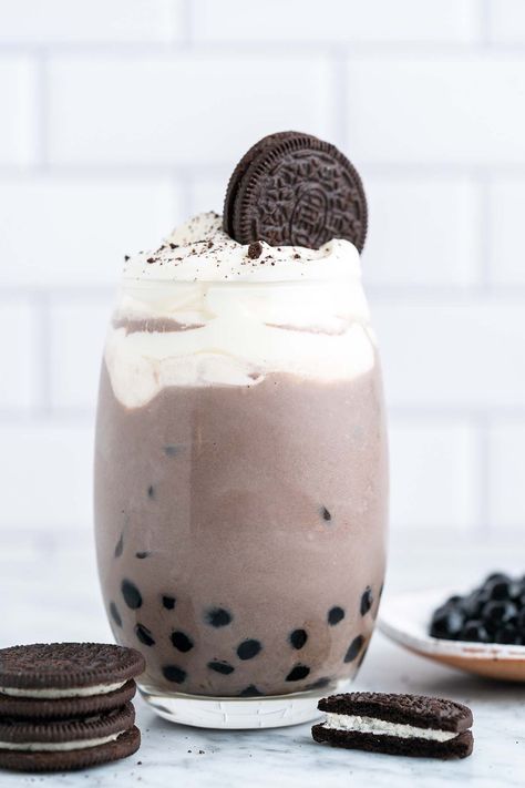 Oreo Bubble Tea, Oreo Recipe, Milk Tea Boba, Oreo Milk, Bubble Tea Flavors, Oreo Filling, Milk Tea Recipes, Oreo Cream, Oreo Flavors