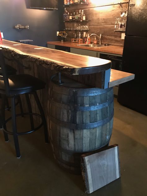 Barrel Bar Ideas For Home, Bar Barrel Ideas, Whisky Barrel Bar Ideas, Whisky Barrel Bar, Barrel Bar Ideas, Bar With Barrels, Whiskey Barrel Bar Ideas, Bar With Whiskey Barrels, Whiskey Barrel Around Basement Pole