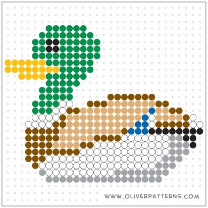 Square Template, Duck Crafts, Melty Bead Patterns, Duck Print, Fuse Bead Patterns, Perler Bead Templates, Diy Perler Bead Crafts, Beaded Jewlery, Diy Perler Beads