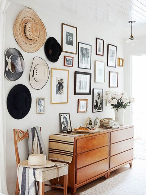 at home in sonoma. Hats On The Wall, Hallway Gallery Wall, Photo Wall Gallery, Ideas Hogar, Mud Room, Style At Home, Inspiration Wall, Love Home, My New Room