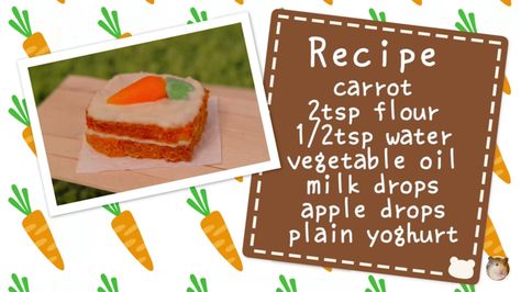 Carrot Cake for Hamsters From VanillaHamHam Diy Hamster Toys, Hamster Stuff, Hamster Diy, Pet Hamster, Hamster Cages, Hamster Toys, Small Animals, Hamsters, Carrot Cake