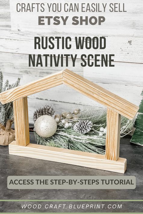 Profitable Crafts, Wood Nativity, Nativity Stable, Diy Nativity, Christmas Nativity Set, Rustic Holiday Decor, Wood Projects That Sell, Cool Wood Projects, Sell Diy