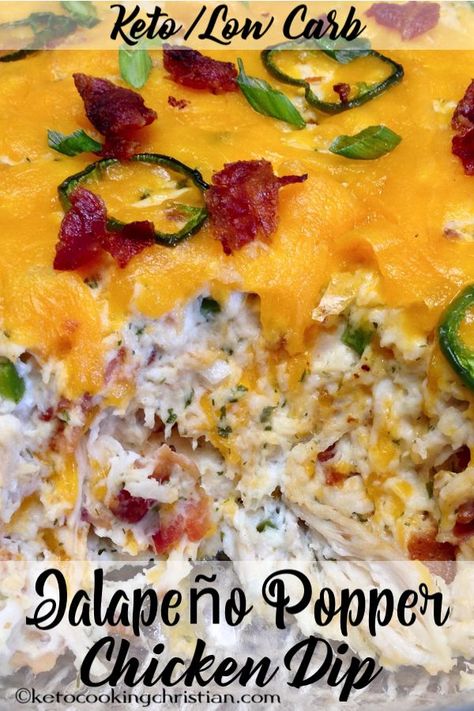 Low Carb Low Calorie Recipes, Popper Chicken, Jalapeno Popper Dip, Chicken Dip Recipe, Keto Appetizers, Popper Dip, Jalapeno Popper Chicken, Jalapeño Poppers, Keto Diet Snacks