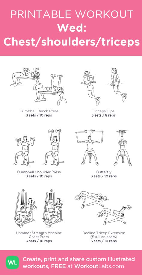 Wed: Chest/shoulders/triceps: my custom printable workout by @WorkoutLabs #workoutlabs #customworkout Cheat Workout Gym, Chest Shoulder Tricep Workout Gym, Workoutlabs Printable, Workout Labs, Body Guide, Printable Workout, Gym Workout Plan For Women, Gym Plan, Wedding Workout