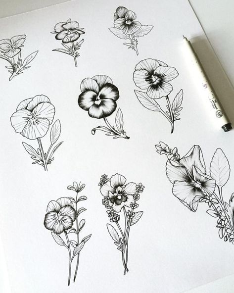 Pansy Drawing, Flower Tattoo Flash, Flash Artwork, Pansy Jewelry, Pansy Tattoo, Violet Flower Tattoos, Violet Tattoo, Dragons Tattoo, Flower Tattoo Drawings