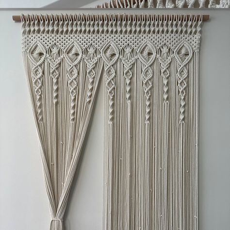 Macrame Curtains Window Coverings, Macrame Beaded Curtain, Macrame Window Curtain Pattern, Macrame Curtain Diy Pattern Free, Bohemian Curtains Diy, Macrame Curtain Pattern, Macrame Curtain Diy, Macrame Door Hanging, Window Macrame