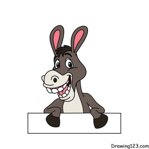 How To Draw A Donkey Face, Cartoon Donkey Drawing, Donkey Drawing Easy, Draw Donkey, Basaar Idees, Donkey Cake, Donkey Tattoo, Donkey Cartoon, Donkey Images