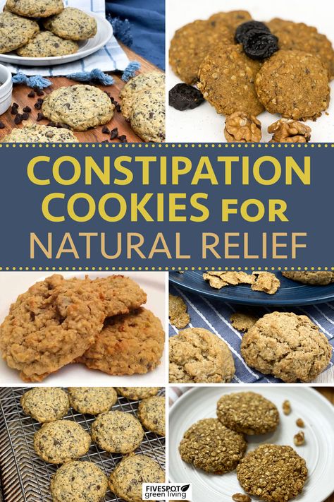 Constipation Cookies Oil For Constipation, Foods To Help Constipation, Digestive Cookies, Prune Recipes, High Fiber Snacks, Constipation Remedies, Flax Seed Recipes, Relieve Constipation, Fiber Rich Foods